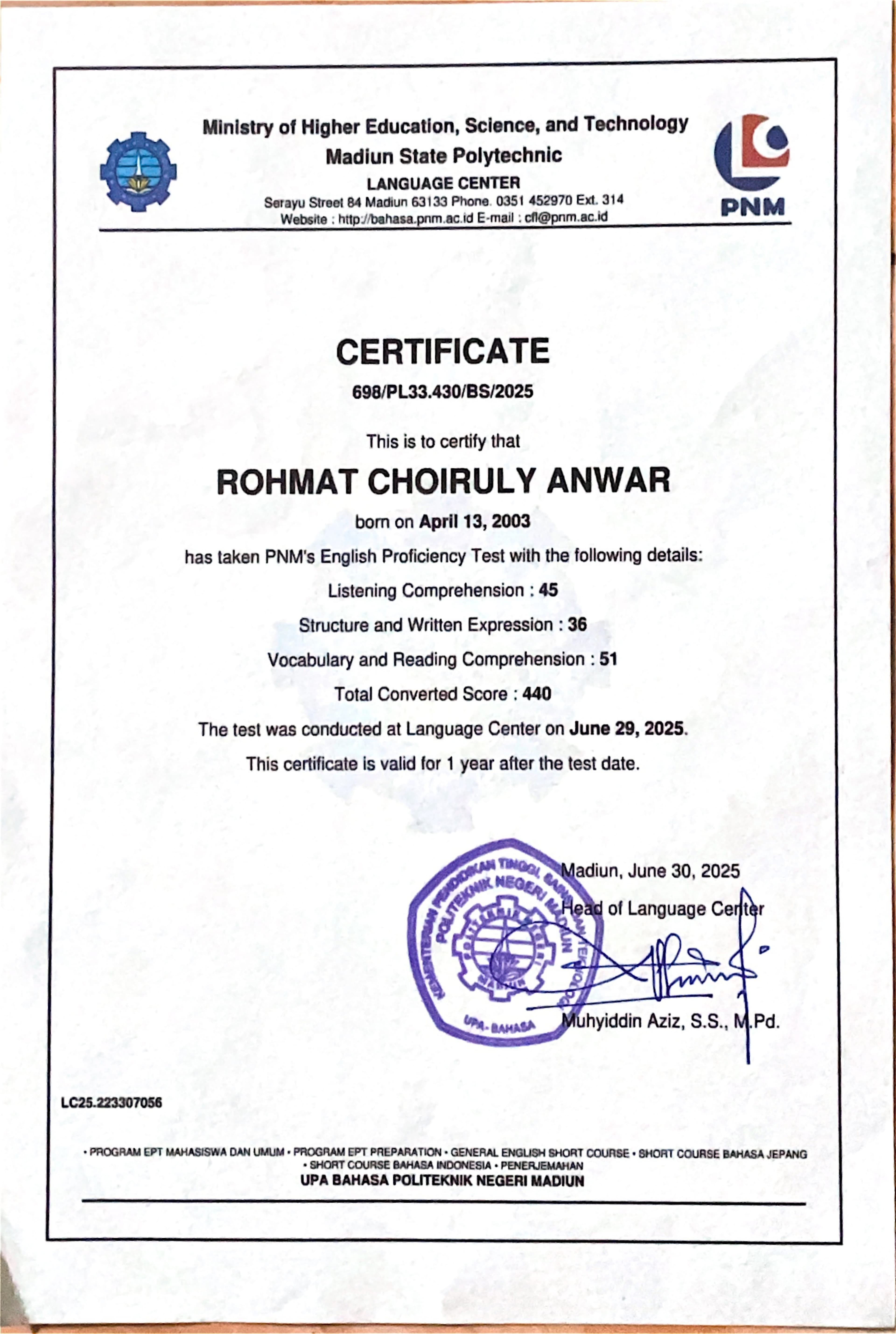 English Proficiency Test